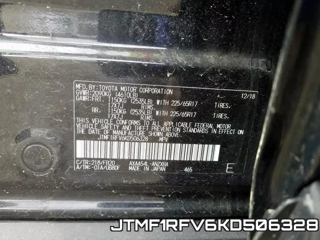JTMF1RFV6KD506328 фото 2