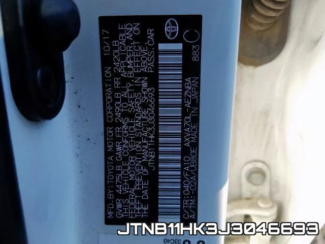 JTNB11HK3J3046693 фото 2