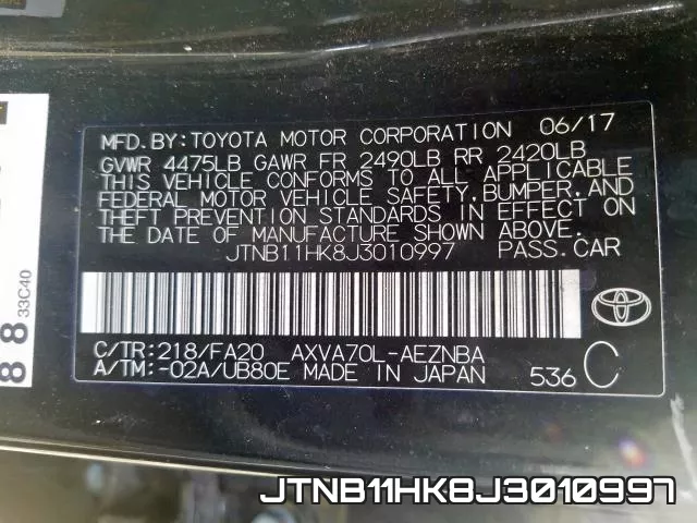 JTNB11HK8J3010997 фото 2