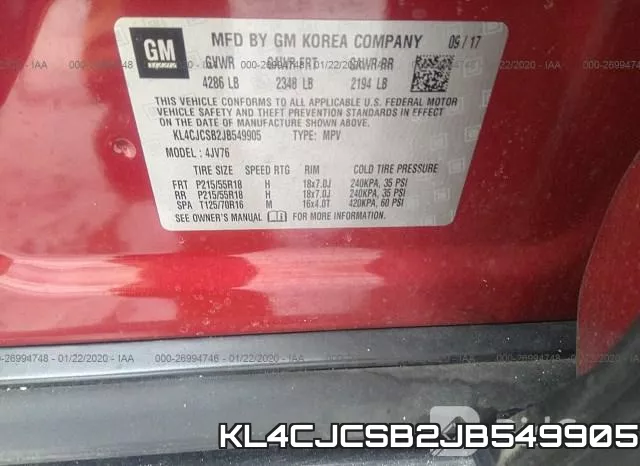 KL4CJCSB2JB549905 фото 10