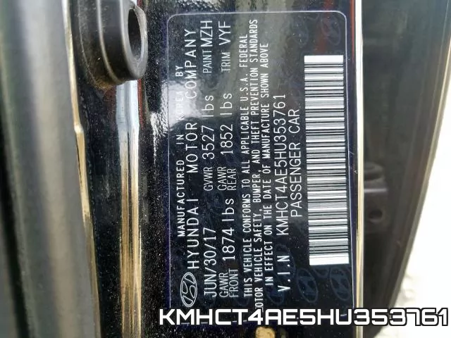 KMHCT4AE5HU353761 фото 2