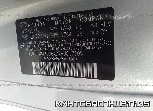 KMHTC6AD7HU317105 фото 10