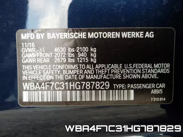 WBA4F7C31HG787829 фото 2