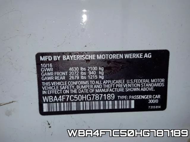WBA4F7C50HG787189 фото 2