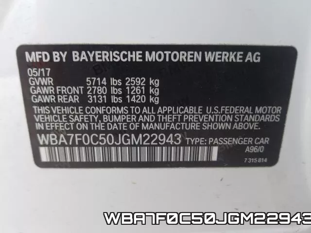 WBA7F0C50JGM22943 фото 2