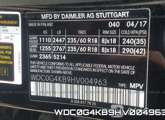 WDC0G4KB9HV004963 фото 10