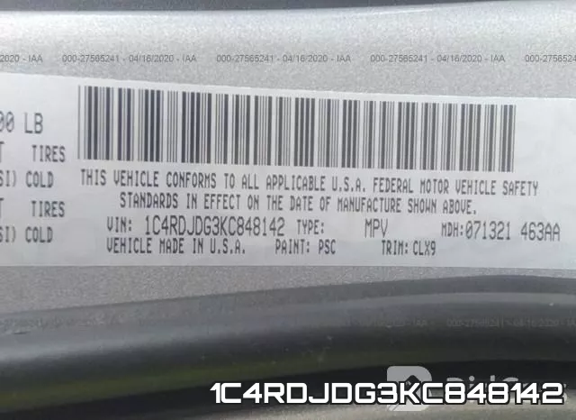 1C4RDJDG3KC848142 фото 10