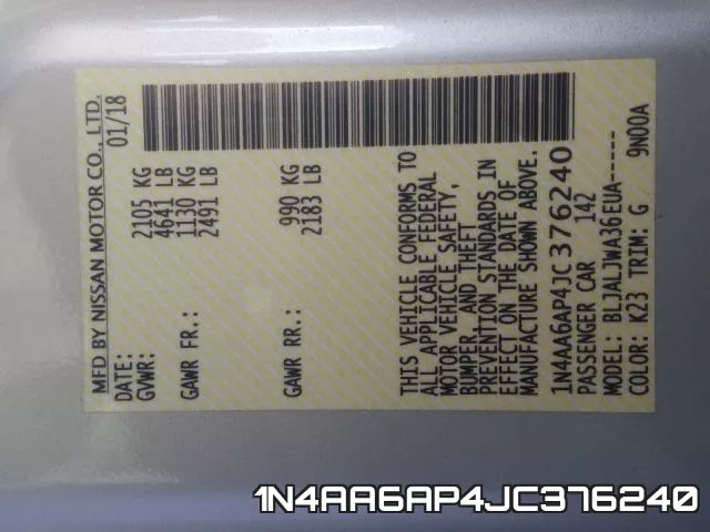 1N4AA6AP4JC376240 фото 2