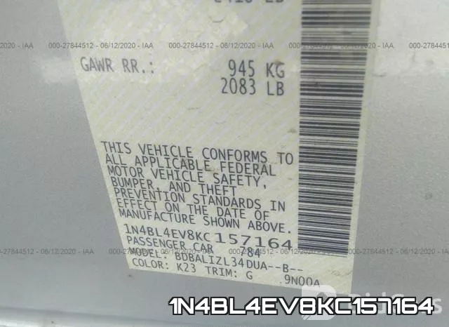 1N4BL4EV8KC157164 фото 10