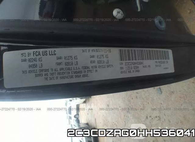 2C3CDZAG0HH536041 фото 10