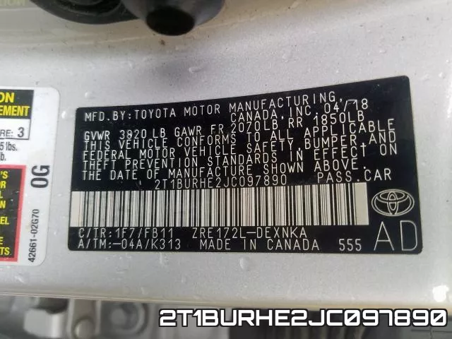 2T1BURHE2JC097890 фото 2