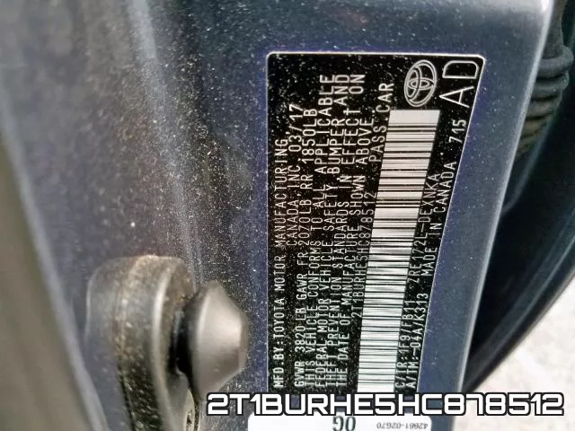 2T1BURHE5HC878512 фото 2