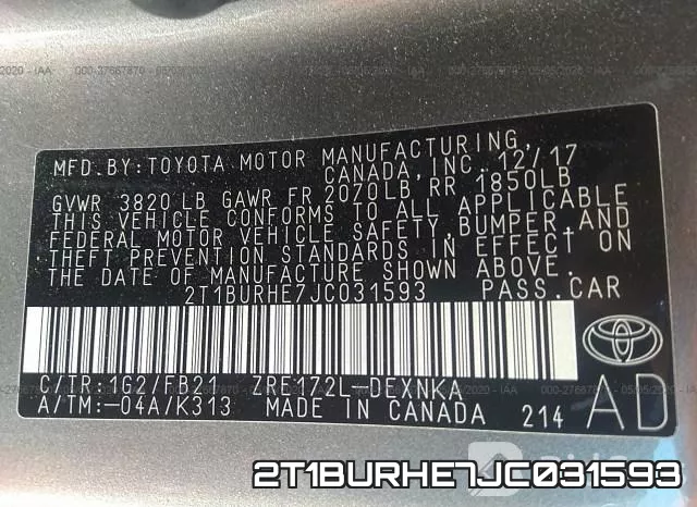 2T1BURHE7JC031593 фото 10