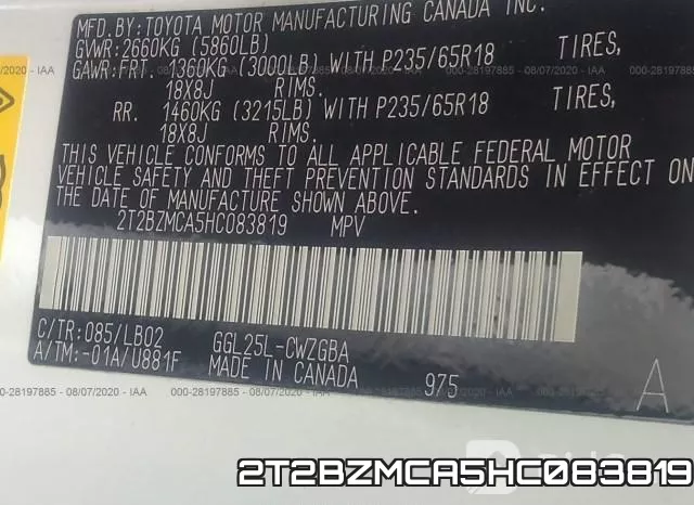 2T2BZMCA5HC083819 фото 10