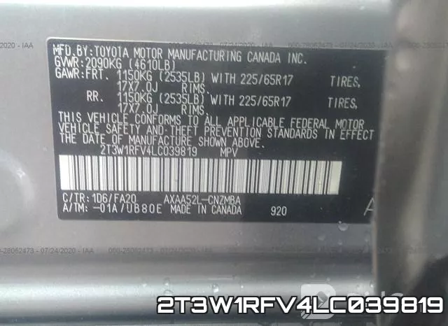 2T3W1RFV4LC039819 фото 10