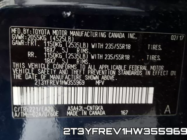 2T3YFREV1HW355969 фото 2