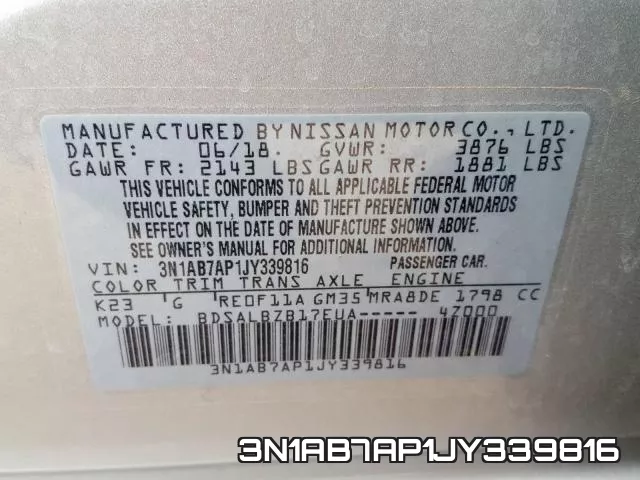 3N1AB7AP1JY339816 фото 2