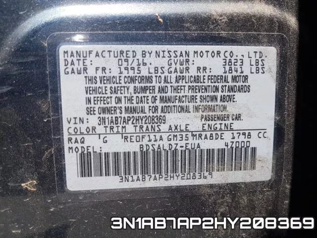 3N1AB7AP2HY208369 фото 2