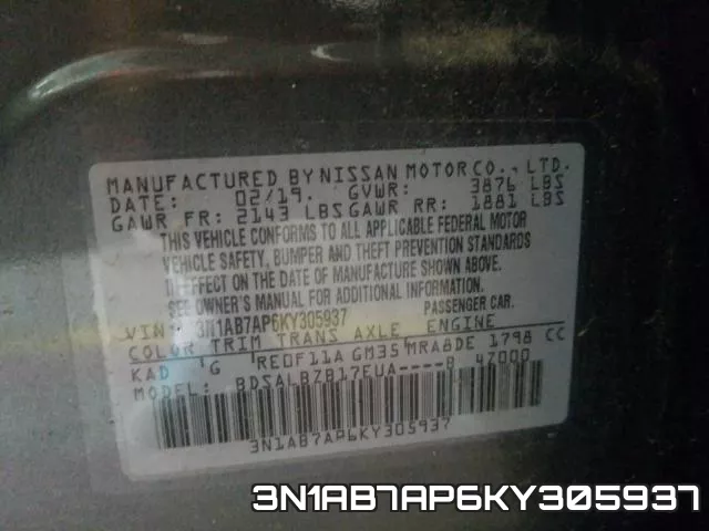 3N1AB7AP6KY305937 фото 2