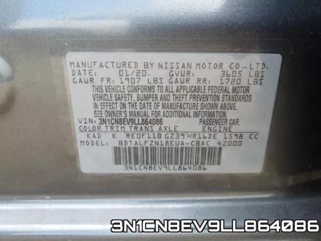 3N1CN8EV9LL864086 фото 2