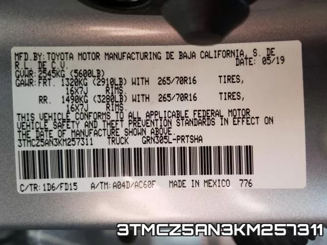 3TMCZ5AN3KM257311 фото 2