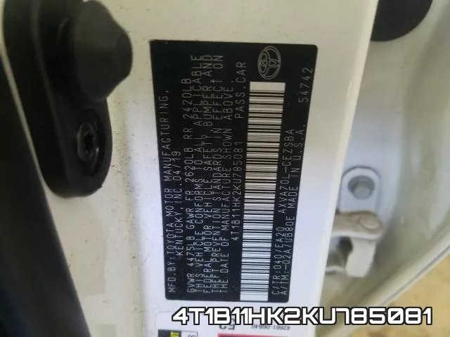 4T1B11HK2KU785081 фото 2