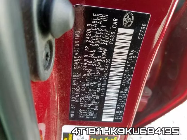 4T1B11HK9KU684135 фото 2
