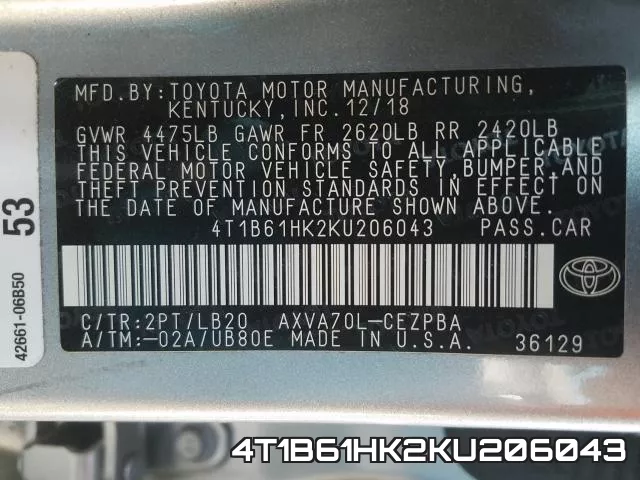 4T1B61HK2KU206043 фото 2