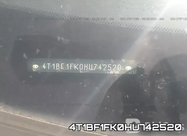 4T1BF1FK0HU742520 фото 10