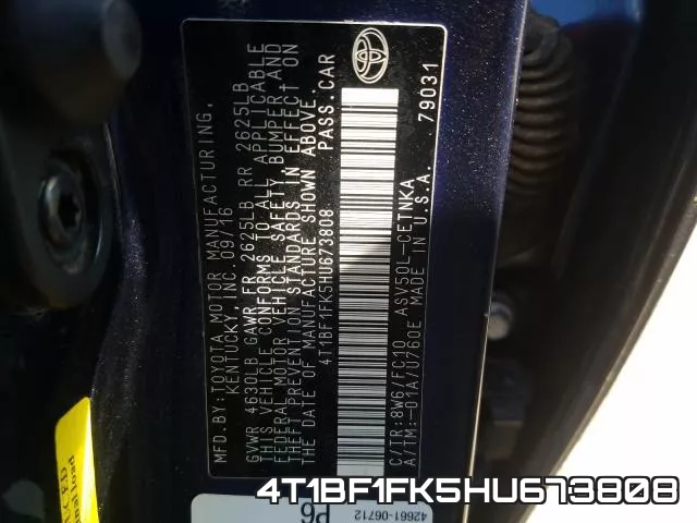 4T1BF1FK5HU673808 фото 2