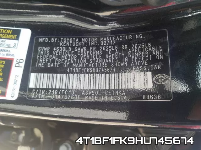 4T1BF1FK9HU745674 фото 2