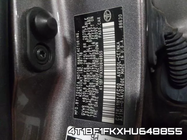 4T1BF1FKXHU648855 фото 2