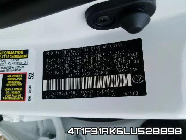 4T1F31AK6LU528898 фото 2