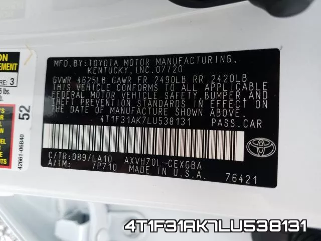 4T1F31AK7LU538131 фото 2