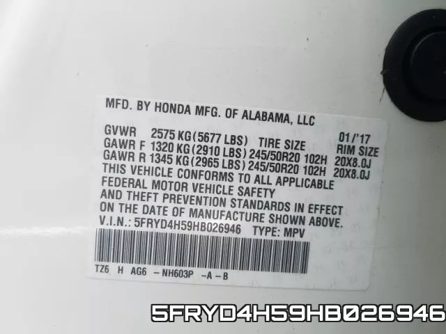 5FRYD4H59HB026946 фото 2