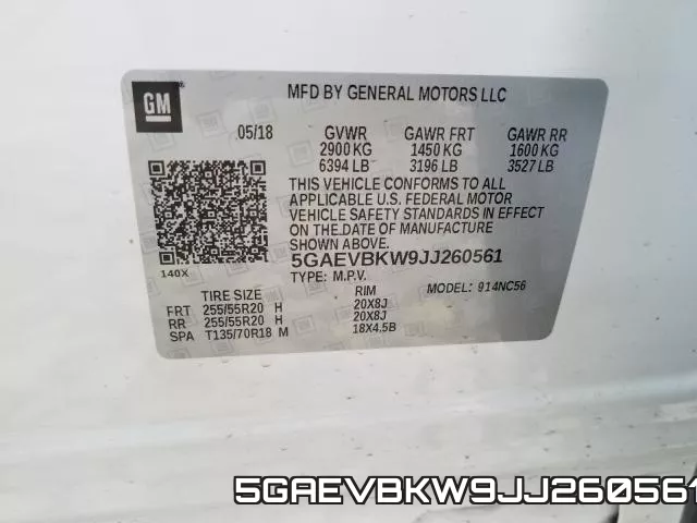 5GAEVBKW9JJ260561 фото 2