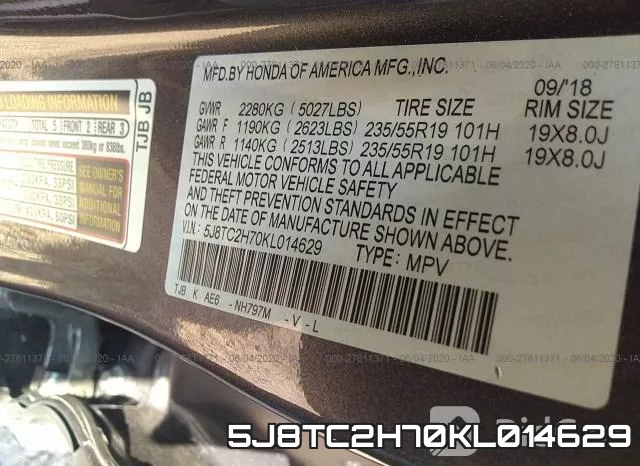 5J8TC2H70KL014629 фото 10