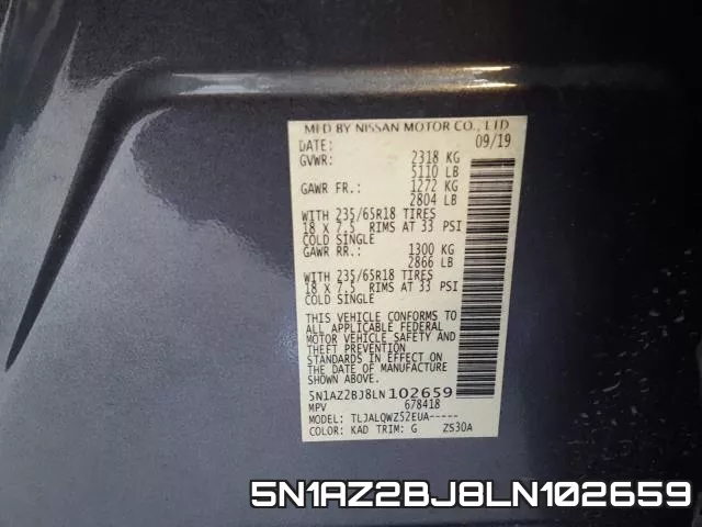 5N1AZ2BJ8LN102659 фото 2