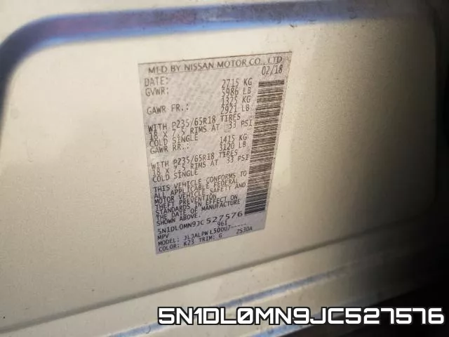 5N1DL0MN9JC527576 фото 2
