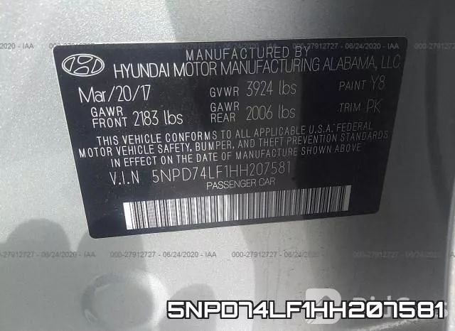 5NPD74LF1HH207581 фото 10