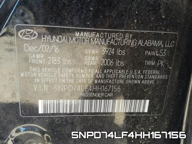5NPD74LF4HH167156 фото 2