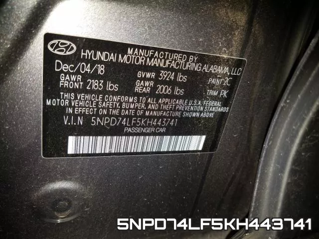 5NPD74LF5KH443741 фото 2