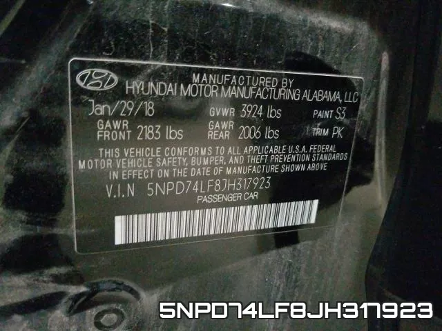 5NPD74LF8JH317923 фото 2