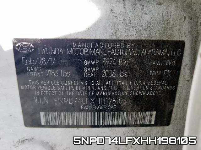 5NPD74LFXHH198105 фото 2