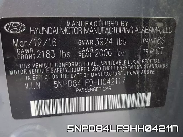 5NPD84LF9HH042117 фото 2