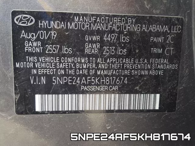 5NPE24AF5KH817674 фото 2