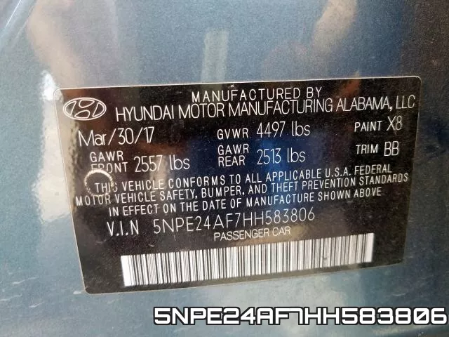 5NPE24AF7HH583806 фото 2