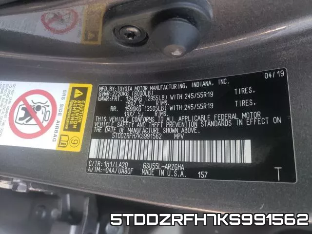 5TDDZRFH7KS991562 фото 2