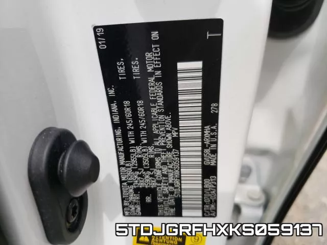 5TDJGRFHXKS059137 фото 2