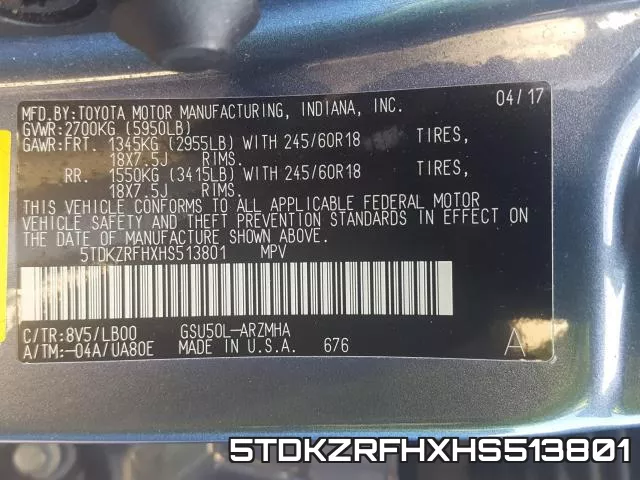 5TDKZRFHXHS513801 фото 2